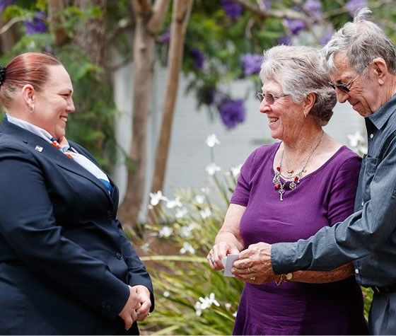 funeral director with client